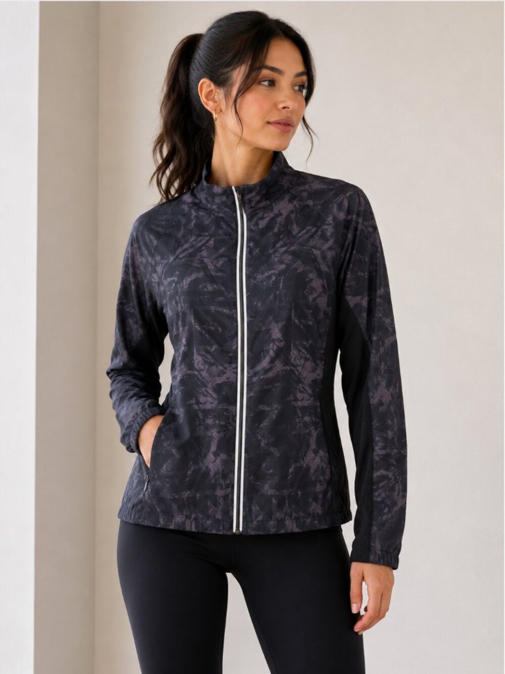 Jockey Abstract Print Active Jacket Mesh Panels Glow in the Dark Full Zip XL